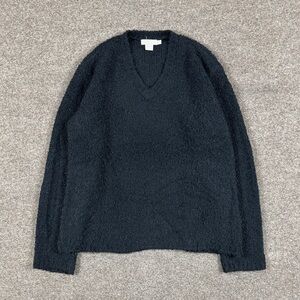 J Crew Micro Sherpa Teddy Fleece Black V-Neck Pullover Sweater Women S Soft Cozy